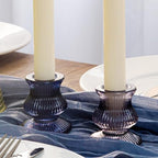 WDHODEC Christmas Taper Candle Holders 12PCS Glass Candlestick Holders for Table Centerpiece Colorful Candle Sticks for Wedding, Party and Winter Decoration(Blue&Green) - Image 2