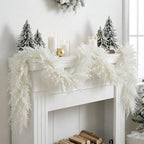 2 Pcs Christmas White Cedar Pine Garland, 6Ft Artificial Snow Pine Garlands - Image 4