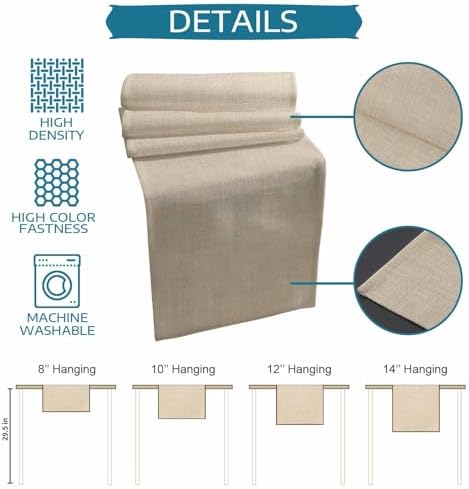 Beige Linen Bottom Table Runner 18x72 Inches Long Solid Color Farmhouse Cotton Linen Table Runner Burlap Style Farmhouse for Dinner Party Tabletop Decorations - Image 7