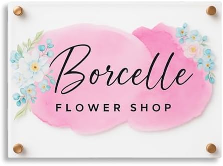 Custom Wall Business Sign, Rectangle Rounded Door Sign, Office Gift Table Top Office Decor Personalized Square Company Sign (Wall Business Sign (Large)) by ClickedCraft