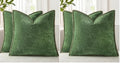 decorUhome Fall Chenille Soft Cozy Throw Pillow Covers 18x18 Set of 2, Modern Farmhouse Boho Velvet Decorative Pillow Cases with Stitched Edge for Couch Sofa Bed Home Decor, Forest Green (Pack of 2) by decorUhome