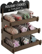 HOTCAN Wooden Cookie Display Stand with Chalkboard Sign for Bakers, Vendors, Craft Fairs | Pastry Display for Market Booths & Events | 3 Tiered Cookie Display for Muffins, Cakes, and Pastries (Brown) by HOTCAN