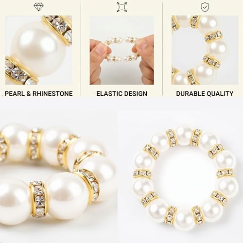 Set of 200 Imitation Pearl Napkin Rings, Gold Rhinestone Napkin Rings Bulk - Image 3