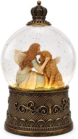 Dog Memorial Gifts for Loss of Dog Sympathy Gift，Snow Globe with Auto Swirling Glitter & 6H Timer, Battery or USB Powered, Dog Passing Away Gifts for Home Decor by COZYPAVILION