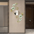 Tandefio 3 Pcs Metal Decorative Wall Mirrors for Living Room Metal Ginkgo Leaf Mirror Modern Creative Wall Decor Art Hanging Decor Mirror for Entrance Bedroom Living Room (Gold Green,16.inches) by Tandefio