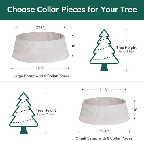 HarcoHome Christmas Tree Collar, 28.4" D Round Tree Base Cover Mixed with Natural Grain Fiber, Pet-Proof Plastic Xmas Tree Ring, Tree Skirt for Christmas Decorations, Easy Assembly (Beige) - Image 6
