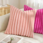 decorUhome Fall Faux Fur Throw Pillow Covers 26x26 Set of 2 Hot Pink - Image 4
