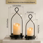 Hurricane Glass Candle Holders, Black Candle Lantern - Image 2