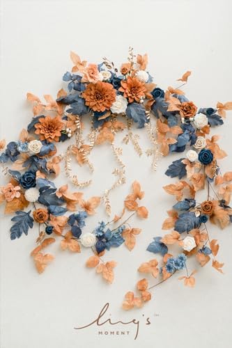 Ling's moment Navy Blue Artificial Flower Garland Wedding Arch 9 FT - Image 7