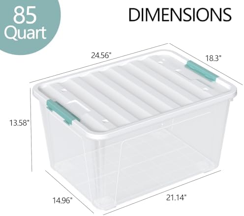 Zopnny 85-Qt Storage Box with Latching Lid, 2-Pack Stackable Large Bins - Image 2