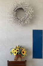 24 Inch Winter Front Door Wreath Pearl - Image 6