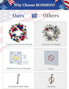 BLOSMON 4th of July Patriotic Wreath for Front Door, 24 Inch - Image 5