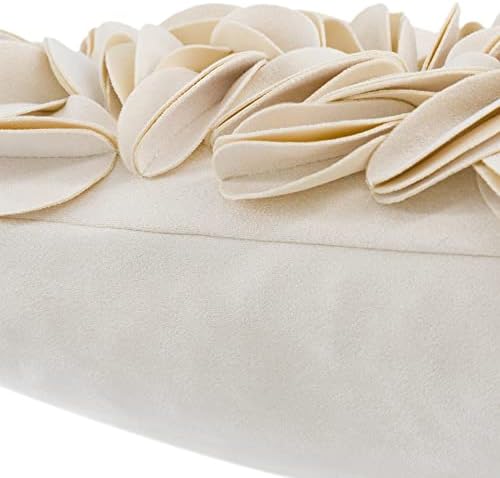 KINGROSE Handmade 3D Flower Home Decorative Throw Pillow Case Rectangular Cushion Cover 12 x 20 Inches for Bed Living Room Sofa Chair Solid Suede Beige - Image 4
