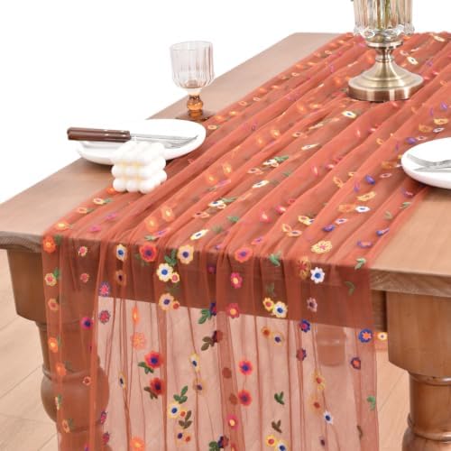 2 Pack Flower Table Runner Floral Daisy Fall Wedding Birthday Party Decor by Joanlody