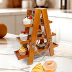 Tnstbiee 3 Tier Cupcake Stand - Wooden Display Stand for Desserts, Fruits - Image 2