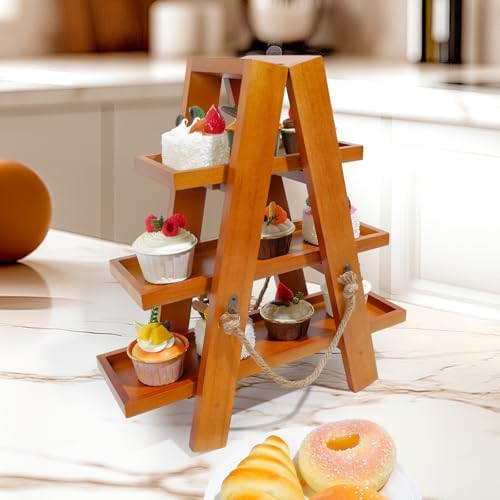 Tnstbiee 3 Tier Cupcake Stand - Wooden Display Stand for Desserts, Fruits - Image 2