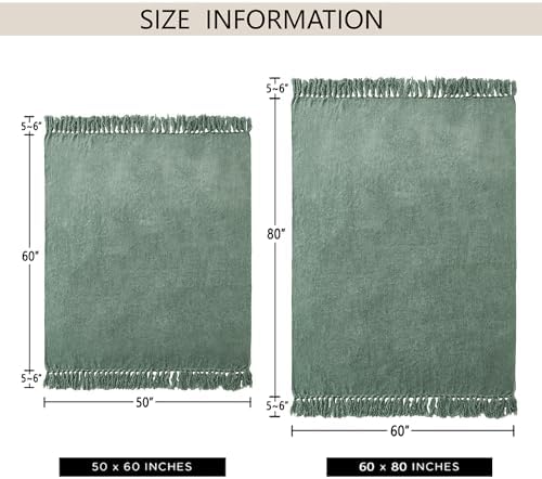 Chenille Throw Blanket for Couch 60" x 80" Twin, Sage Green - Image 3