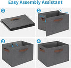 GhvyenntteS Large Fabric Storage Bins 6 Pack, 15x11x9.6 Inch Storage Baskets for Shelves, Foldable Closet Storage Bins for Shelves, Closet Organizers and Storage Boxes, Gray - Image 4