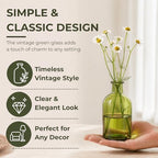 YOUEON 16 Pack Green Glass Bud Vases, Small Bud Vases in Bulk, Glass Flower Vases for Centerpieces, Vintage Decorative Bottle Vases for Flowers, Home Decor, Wedding Reception, Office - Image 3