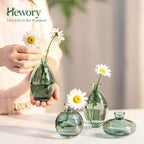 Glass Bud Vases Set of 12, Hewory Cute Green Small Vases Handmade, Mini Glass Flower Vase for Floral Arrangement, Tiny Centerpiece for Home Office Wedding Party Events Table Decor (Not Include Flower) - Image 5