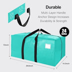 VELVETSURE 6 Pack Heavy Duty Large Moving Bags W/Backpack Straps - Strong Handles & Zippers, Storage Totes For Space Saving, Fold Flat, Alternative to Moving Box and Storage Bin, Aquamarine - Image 2