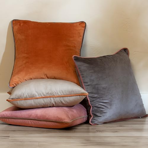 Burnt Orange Terracotta Decorative Throw Pillow Covers, Set of 4, 18x18 Inch Warm Neutral Velvet Accent Pillow Covers - Image 5