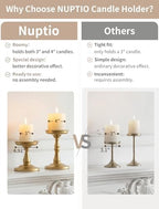 NUPTIO Large Gold Pillar Candle Holders, Set of 2 - Image 5