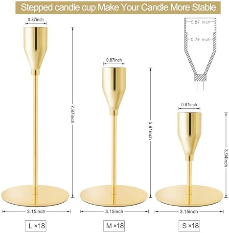Gold Candlestick Holders, Metal Taper Candle Holders, Bulk Set of 54 - Image 2