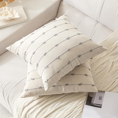 YEENAASY Boho Throw Pillow Covers 22x22 Set of 2 Farmhouse Pillow Cases - Image 2