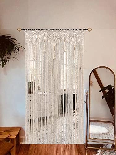 Beaded Curtain, Boho Macrame Curtains for Doorways, 52x72 in - Image 4