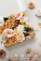 Ling's moment Fake Flowers Box, Faux Artificial Greenery Stems Foam Roses Tulip Silk Poppy Fabic Flower for Centerpieces Bouquet Wedding Floral Vase Table Decorations, Apricot & Peach, Grand Combo - Image 4