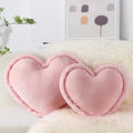 AELS Heart Shaped Pillow, Set of 2, Heart Decorative Throw Pillows, Soft Velvet Love Pillows with Faux Fur Fringe, Cute Pillow 20 & 16 Inches, Valentines Day Decorations, Wedding Decor, Pink by AELS