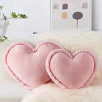 AELS Heart Shaped Pillow, Set of 2, Heart Decorative Throw Pillows, Soft Velvet Love Pillows with Faux Fur Fringe, Cute Pillow 20 & 16 Inches, Valentines Day Decorations, Wedding Decor, Pink by AELS