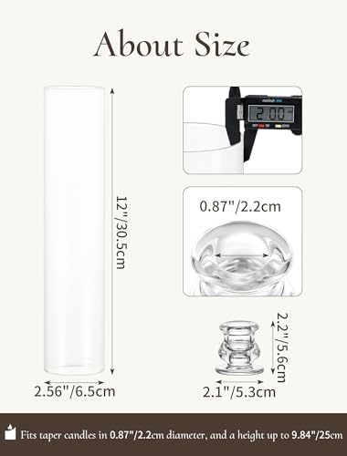 Hurricane Glass Candle Holders: 12" Tall Cylinder Cover Set of 10 - Image 6
