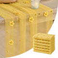 Artoid Mode Yellow Flower Pearl Yellow Gauze Table Runner 10FT 6PC, Seasonal Sheer Dining Holiday Wedding Birthday Baby Shower Table Decor for Home Party by ArtoidMode