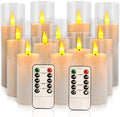 12-Pack White Acrylic Flameless LED Candle Set with Timer Remote Control—Ideal for Home Decor, Valentine's Day, Weddings, and Holiday Celebrations. by CAKETYCG