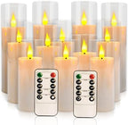 12-Pack White Acrylic Flameless LED Candle Set with Timer Remote Control—Ideal for Home Decor, Valentine's Day, Weddings, and Holiday Celebrations. by CAKETYCG