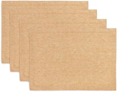 Solino Home 100% Pure Linen Placemats Nugget, Athena 14 x 19 in, Set of 4 by SolinoHome