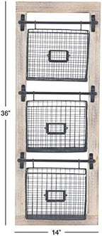 Deco 79 Farmhouse Metal Wall Mounted Rack for Magazines, Books, Newspapers, Bathroom/Offie/Living Rom Storage, 14" x 4" x 36", Black - Image 3