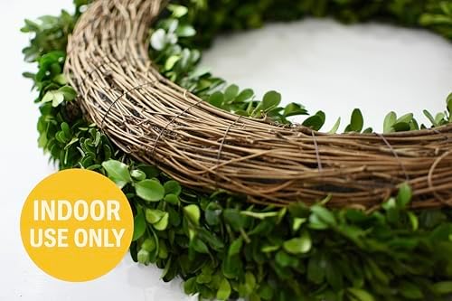Preserved Boxwood Wreath 20 Inch Large – Real Greenery Spring Summer & Year-Round Indoor Décor, Farmhouse Wall Door & Mantel, Fade-Resistant - Image 4