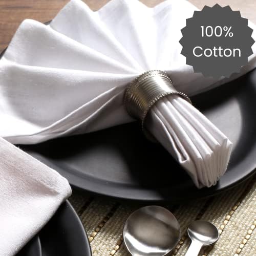 Cotton Clinic Cloth Dinner Napkins - Perfect Everyday Use Table Napkins - Soft Durable Washable - Ideal for Party Wedding Christmas Easter - Set of 12-20x20 inches White Napkins - Image 3