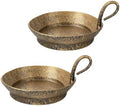 6" Wide Set of 2Cast Iron Candle Holder with Handle in Rustic Gold for Pillar, Pillar Candle Holder, Farmhouse Vintage Style, for Mantels, Tabletops, Centerpieces, Entryways, Shelves by Unknown