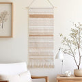 BlissBlush Long Vertical Wall Hanging Tapestry Woven Boho Farmhouse Decor Cream Beige Tassel Handmade Wall Art Decoration for Bedroom Living Room Dorm Nursery Apartment, 16x39 INCH by BlissBlush