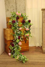 Anna's Whimsy 2PCS 5.91FT Artificial Eucalyptus Garland with Flowers, Fake Rose Gypsophila Garlands, Faux Floral Greenery Garland for Wedding Spring Home Party Table Runner Decor（Dusty Pink） - Image 7