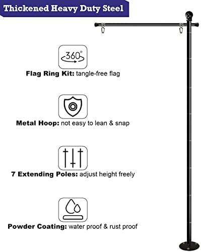 10FT Garden Flag Stand Pole for 3x5 Flags with Hard Ground Base - Image 7