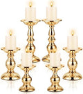 6 Pcs Gold Metal Pillar Candle Holder, 5.31, 6.50, 8.46 Inch Tall by Ferrochef