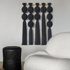 Jakalin Macrame Wall Hanging Black Boho Tassel Fiber Wall Art 19.6"Lx15.7"W - Image 4