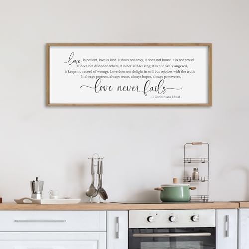 SRSZHIYUE Bible Verse Wall Art Love is Patient Kind Sign 40"×15" Wood - Image 6