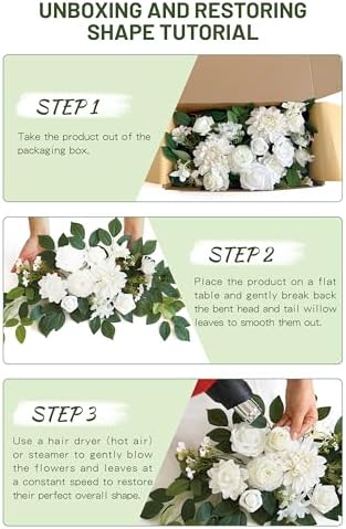 Wedding Decor (Pack of 2) Welcome Sign Flower Backdrop Garland for Ceremony Reception Wall Easel Home Decoration Entryway Faux Outdoor Board Head Table Decor (White) - Image 6