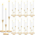 FillTouch 30 Pcs Gold Candlestick Holders with Flameless Taper Candles Bulk by FillTouch